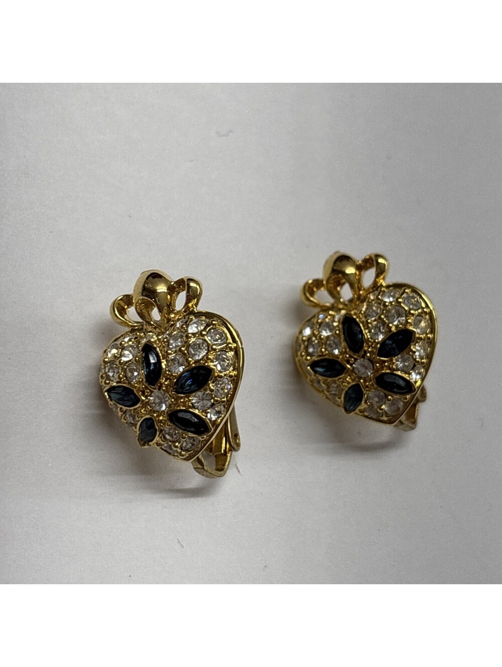 Nolan Miller Glamour Collection Blue & Gold, Princess Crystal Heart Earrings